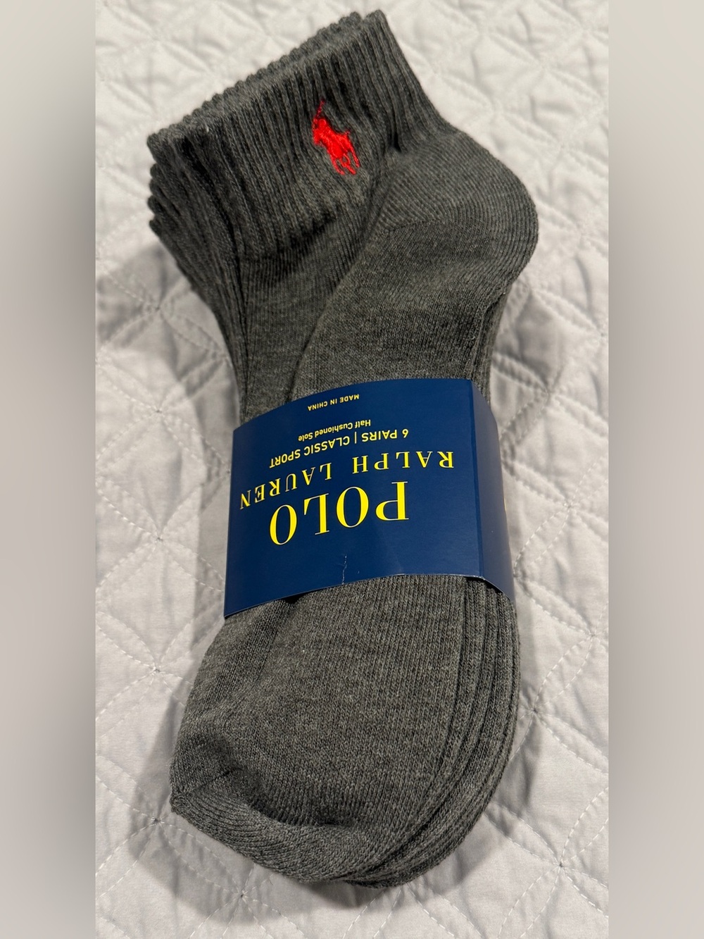 Polo Ralph Lauren Classic Sport Mens Anklets Socks Dark Grey 6 Pairs Size 10-13